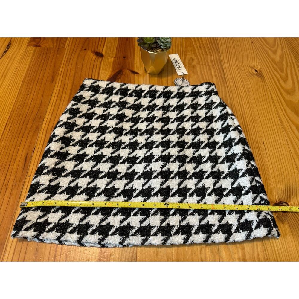 L'agence Marseille Mini Skirt Ecru/Black/Gold Houndstooth Women's Size 8 NWT - Picture 8 of 13